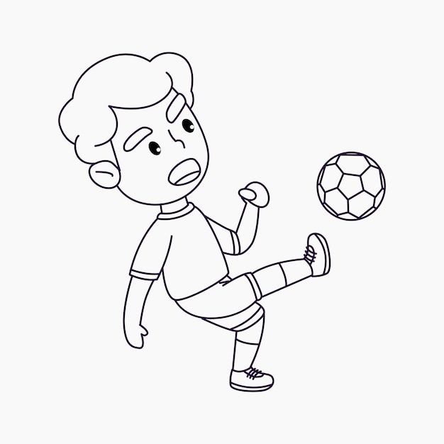 Vetores de Jogo De Números Para Crianças Desenho De Página Contorno De Um  Garoto De Desenho Animado Com Uma Bola De Futebol Livro De Colorir Para  Crianças e mais imagens de Bola