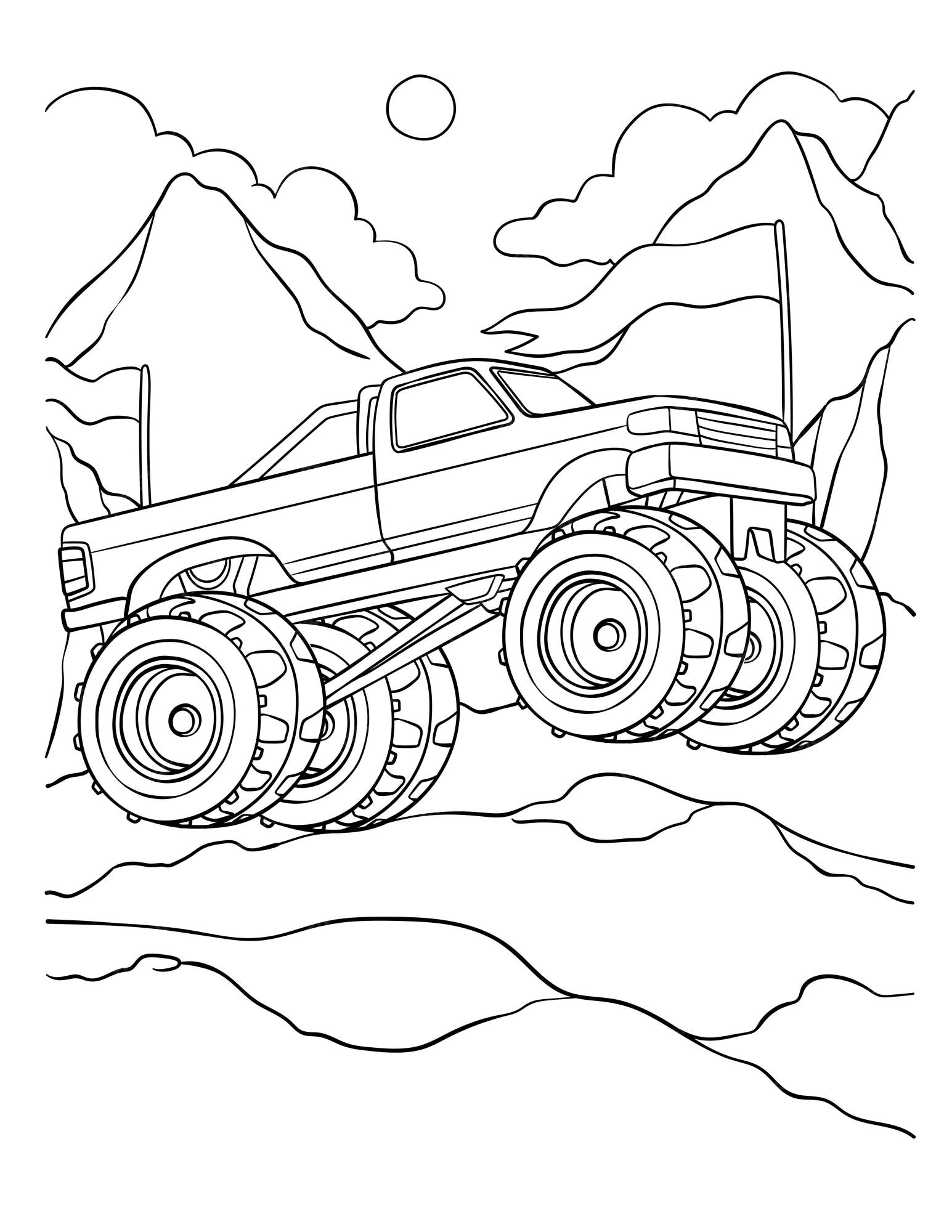 Página para colorir monster truck para crianças