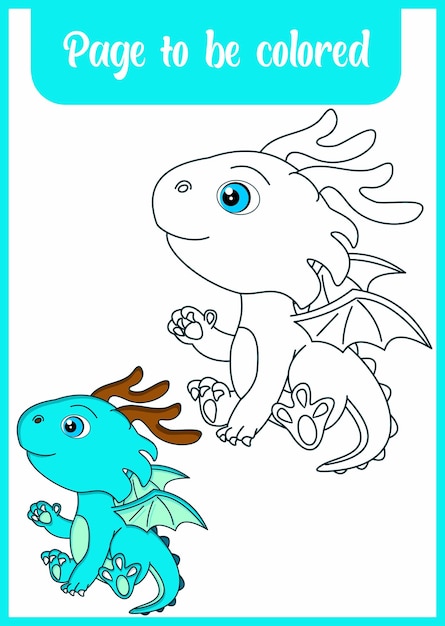 Página para colorir para criança dragão fofo