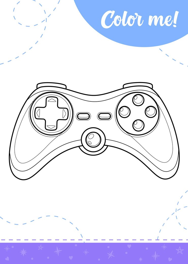 Vetor página para colorir para crianças com joystick de jogo
