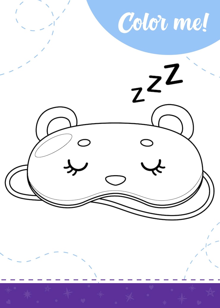 Vetor página para colorir para crianças com máscara de dormir