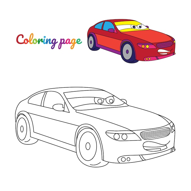 desenho de carro de corrida com veículo de rosto para colorir 10002590  Vetor no Vecteezy