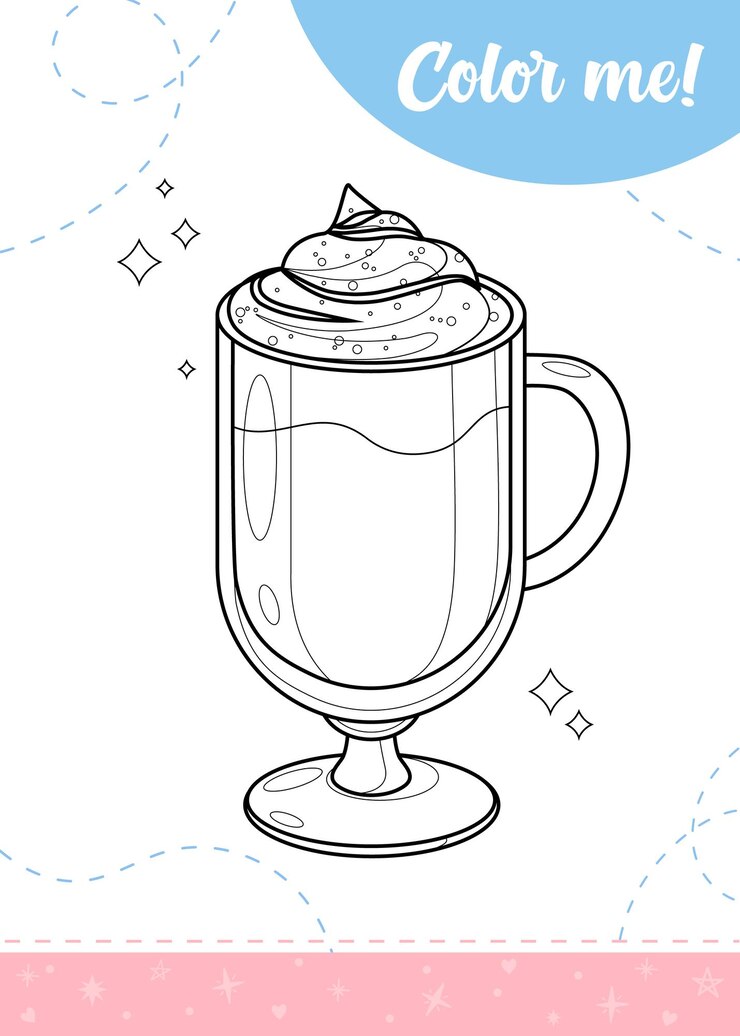 Vetor página para colorir para crianças com xícara de café com leite