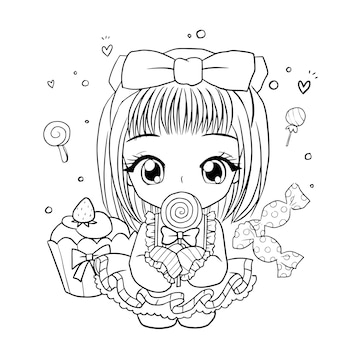 Desenhos para colorir meninas fofas anime manga kawaii kids