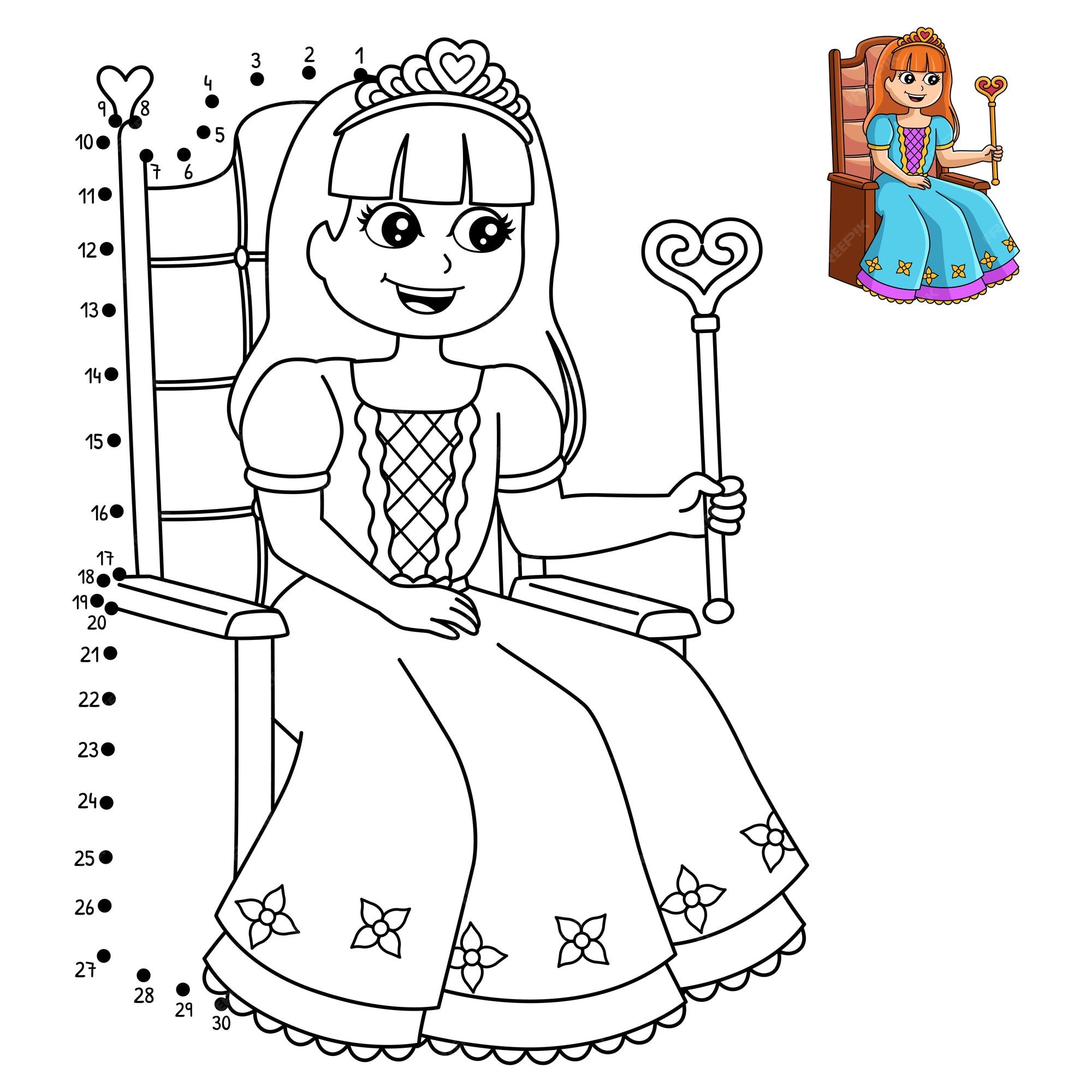 Jogo de Unir pontos - Boneca princesa colorir - Desenhos Para Colorir