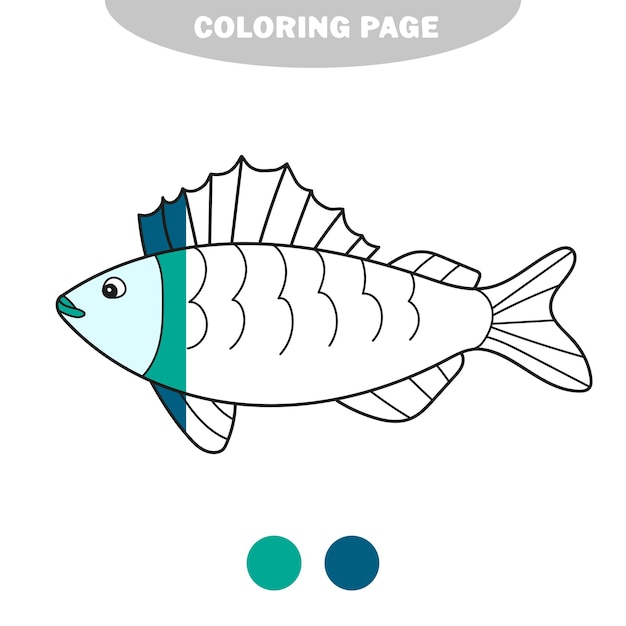 Página para colorir simples. livro de colorir com ruff. peixe branco vetor da sibéria