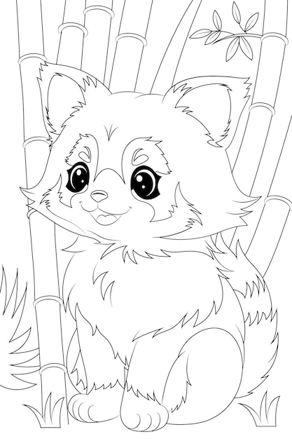 Desenho de Animais Para Colorir de Panda Vermelho