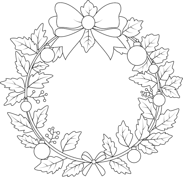 Desenho de Guirlanda de Natal e coelhito para Colorir - Colorir.com