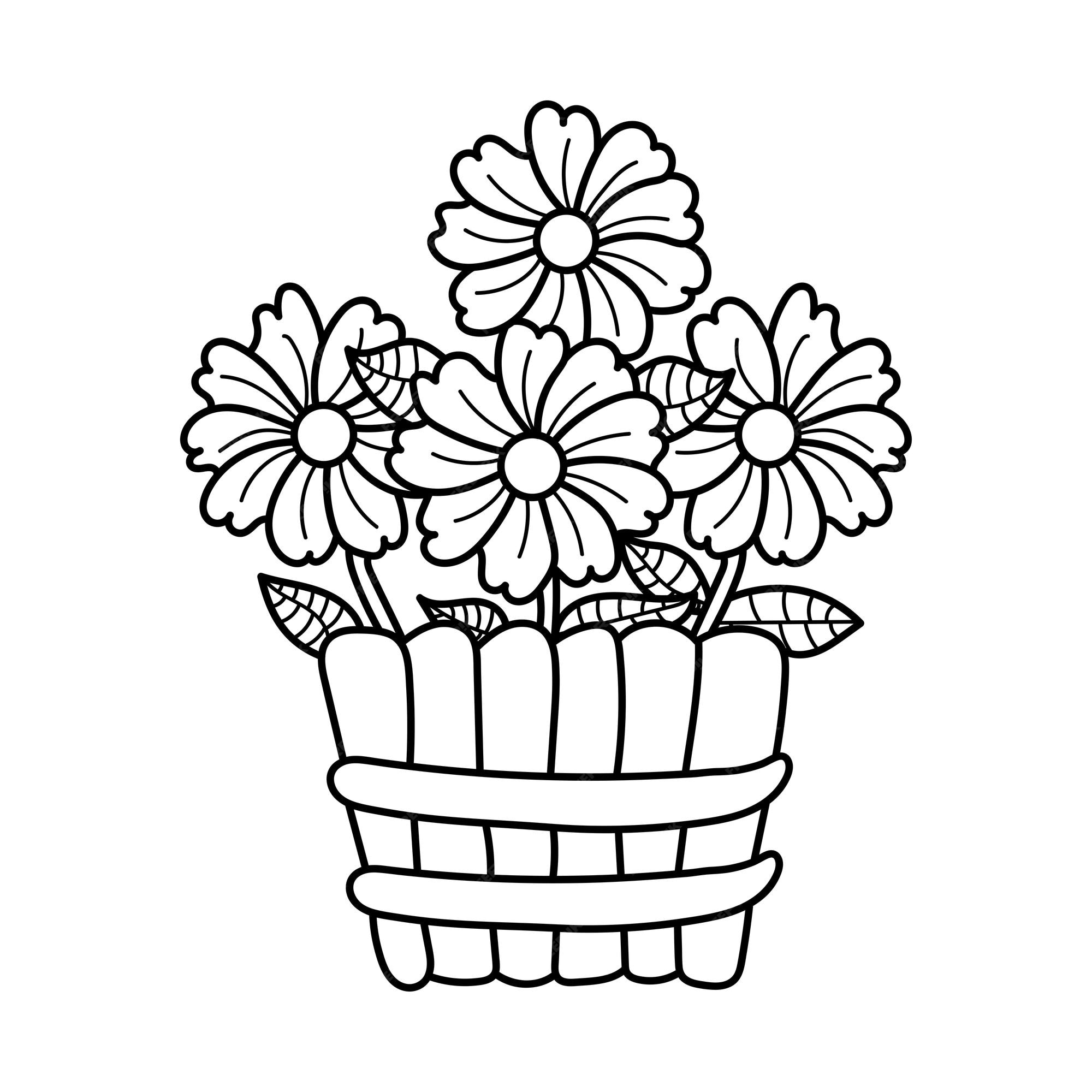 Desenho de Jarro de flores para Colorir - Colorir.com