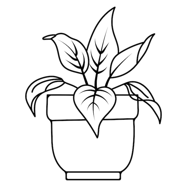 Vetor página para colorir vasos de plantas para crianças ilustração vetorial eps e imagem