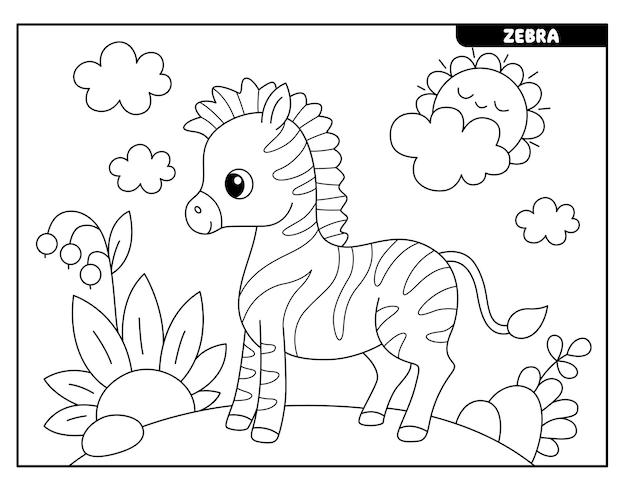 Página para colorir zebra para crianças