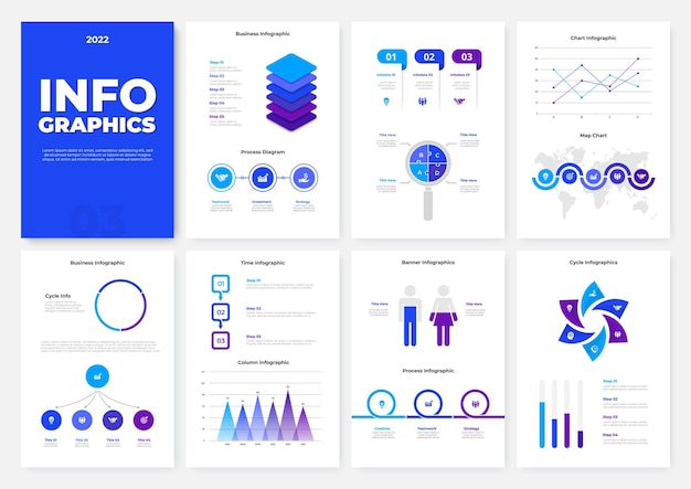 Páginas a4 de modelo de folheto infográfico com diagramas de gráficos e elementos de fluxo de trabalho conceito de visualização de dados de negócios ilustração vetorial para site de relatório estatístico de apresentação