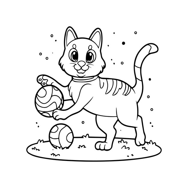 Páginas de colorir gato bonito para livro de colorir vector de contorno de gato páginas para colorir gato brincalhão gato engraçado