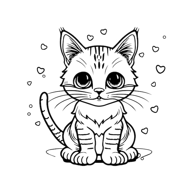 Vetor páginas de colorir gato bonito para livro de colorir vector de contorno de gato páginas para colorir gato brincalhão gato engraçado