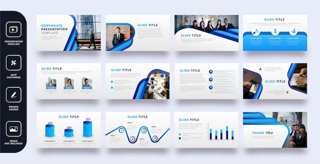 Páginas de conjunto de modelos de apresentação de slides corporativos modernos