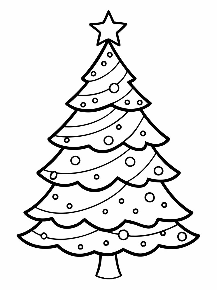 Vetor páginas de livros de colorir árvores de natal para crianças e adultos com design vetorial