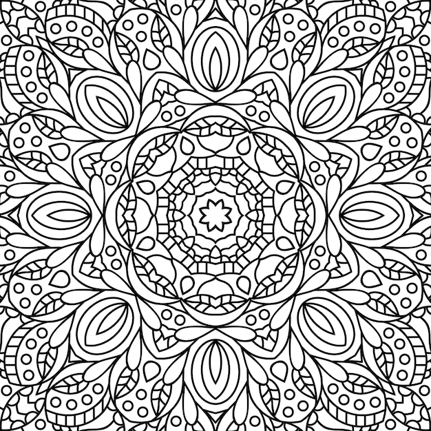 Páginas do livro para colorir mandala medalhão anti-stress indiano flor islâmica abstrata desenho de henna árabe símbolo de ioga