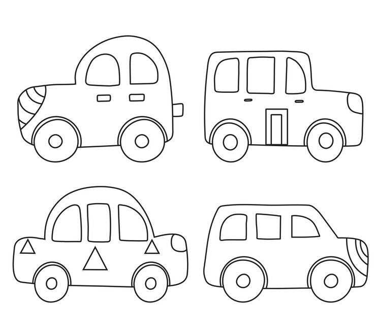 Vetor páginas para colorir carros para crianças