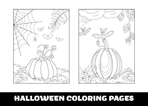 Páginas para colorir de abóbora de halloween para crianças temático de abóbora delineado para colorir