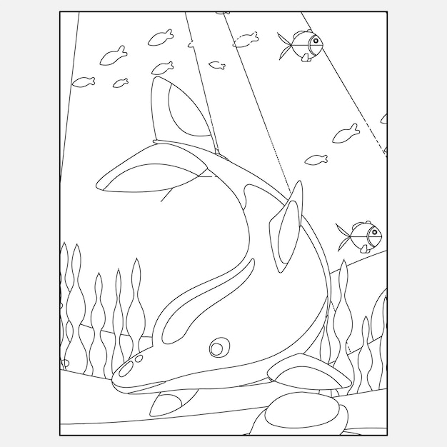 Páginas para colorir de animais do oceano golfinhos imprimíveis para crianças
