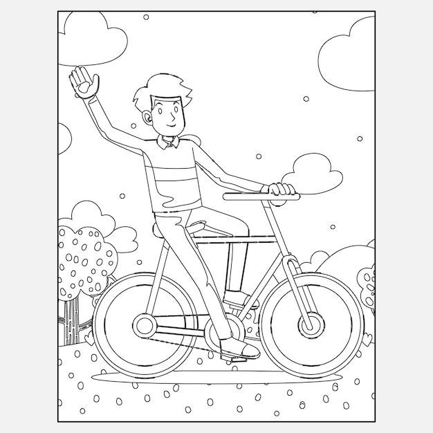 Páginas para colorir de bicicleta imprimíveis para crianças