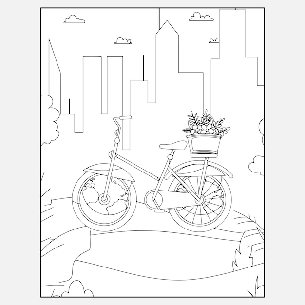 Páginas para colorir de bicicleta imprimíveis para crianças