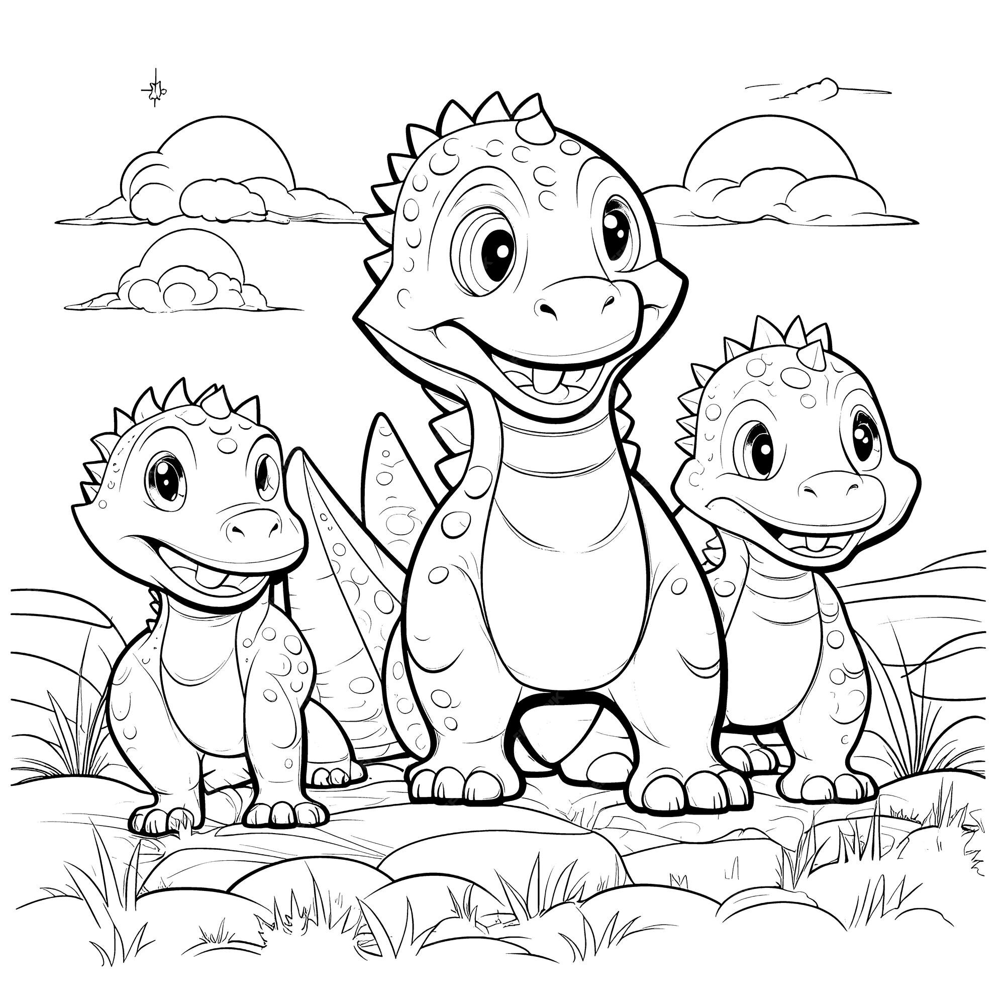 40 desenhos de dinossauros para colorir, pintar, imprimir