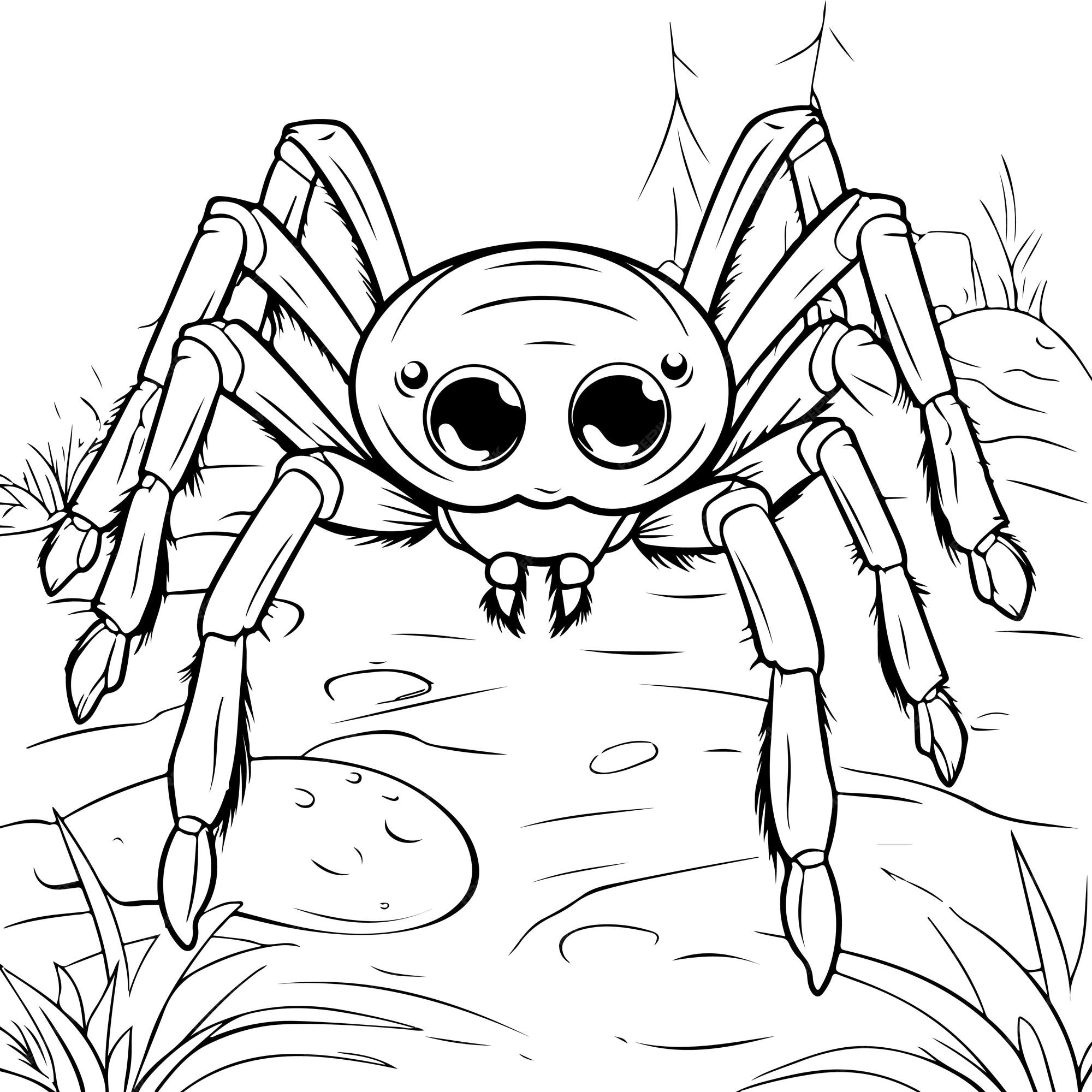 Boo halloween para colorir com uma aranha fofa pendurada em uma