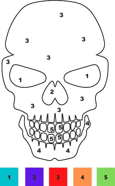 Vetor páginas para colorir de halloween para crianças colorir por número de desenho de halloween