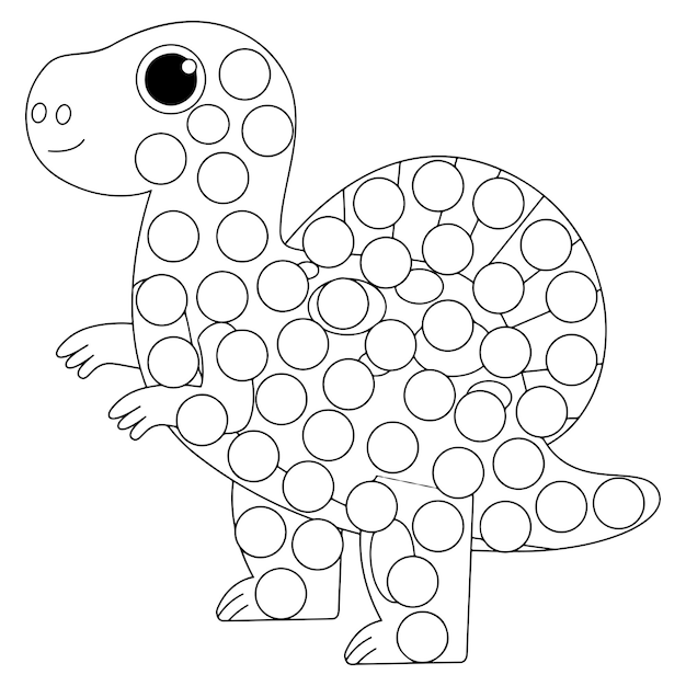 Páginas para colorir de marcador de ponto de dinossauro para crianças vetor premium