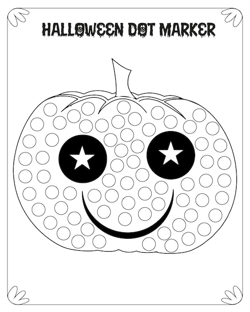 Páginas para colorir de marcador de ponto de Halloween para crianças Vetor Premium