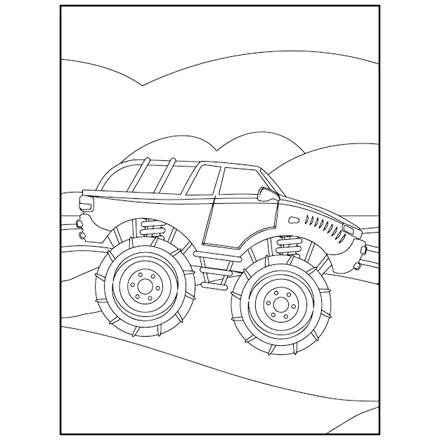 Página para colorir monster truck para crianças