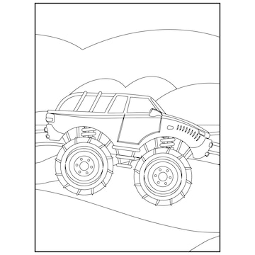 Páginas para colorir de monster truck imprimíveis para crianças vetor  premium