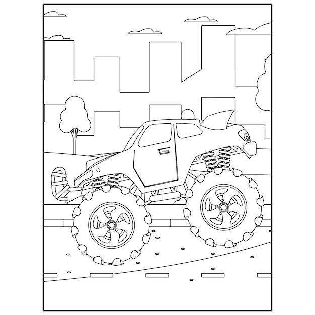 Monster Truck Coloring Book  Carros para colorir, Monster truck, Desenhos  de carros