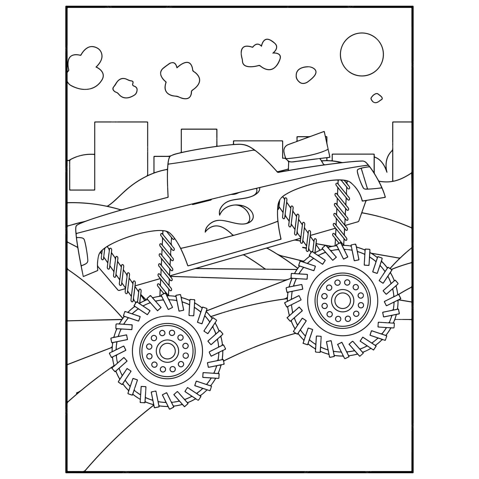 Página para colorir monster truck para crianças