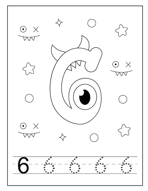 Páginas para colorir de números de personagens de monstros para crianças