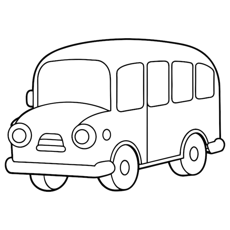Vetor páginas para colorir de ônibus escolar para crianças com fundo branco
