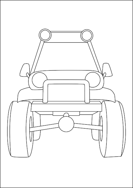 Páginas para colorir de veículos simples para crianças páginas para colorir não editáveis