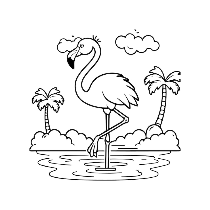 Vetor páginas para colorir flamingo vector de esboço de flamingo para livro de colorir