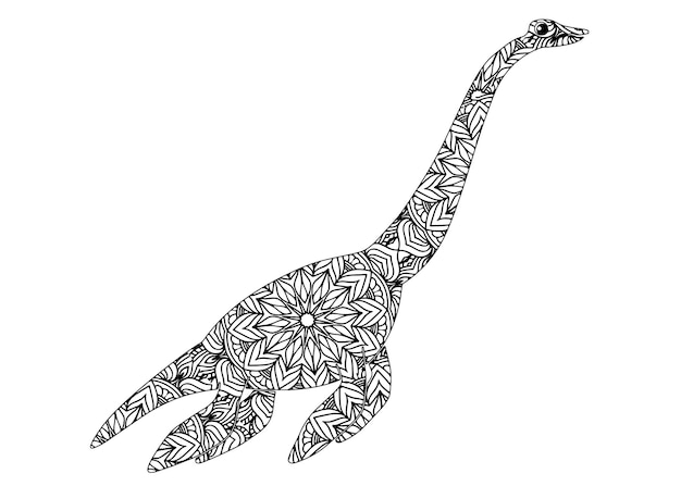 Páginas para colorir mandala de dinossauro para crianças e vetor premium adulto