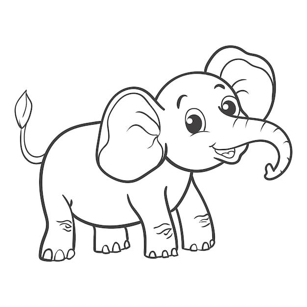 Vetor páginas para colorir ou livros para ilustração de elefante fofo para crianças