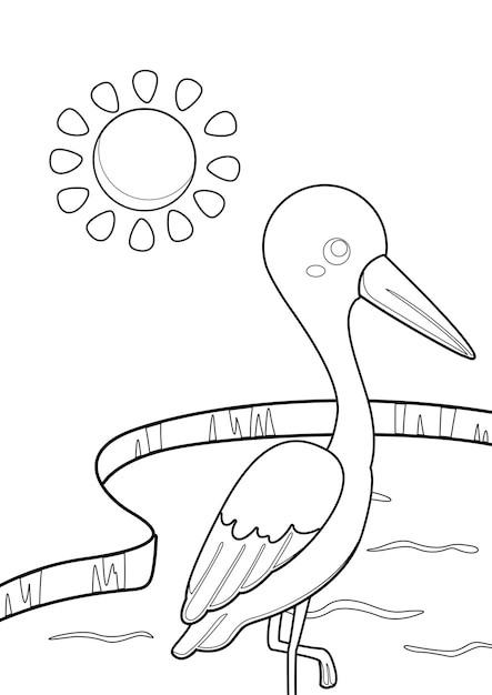Páginas para colorir para crianças A4 em um tema de lagoa