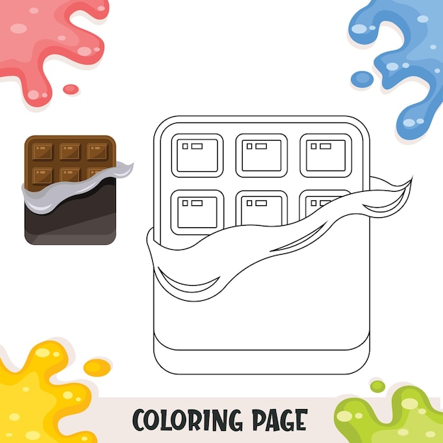 Vetor páginas para colorir para crianças com ilustração de lanche de chocolate