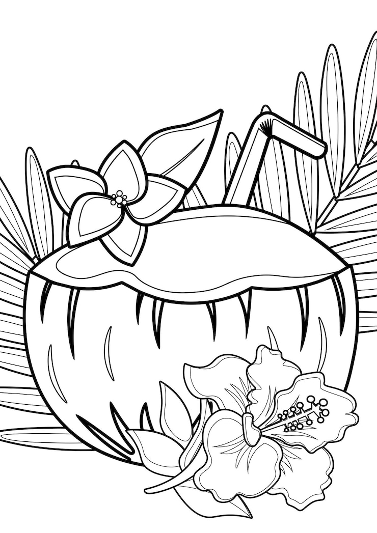 Vetor páginas para colorir para crianças página a4 tema tropical