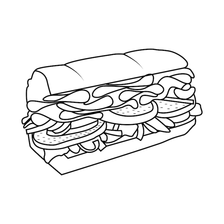 Vetor páginas para colorir sub sandwich