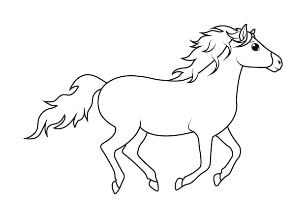 Páginas para colorir Vector de cavalos de corrida preto e branco