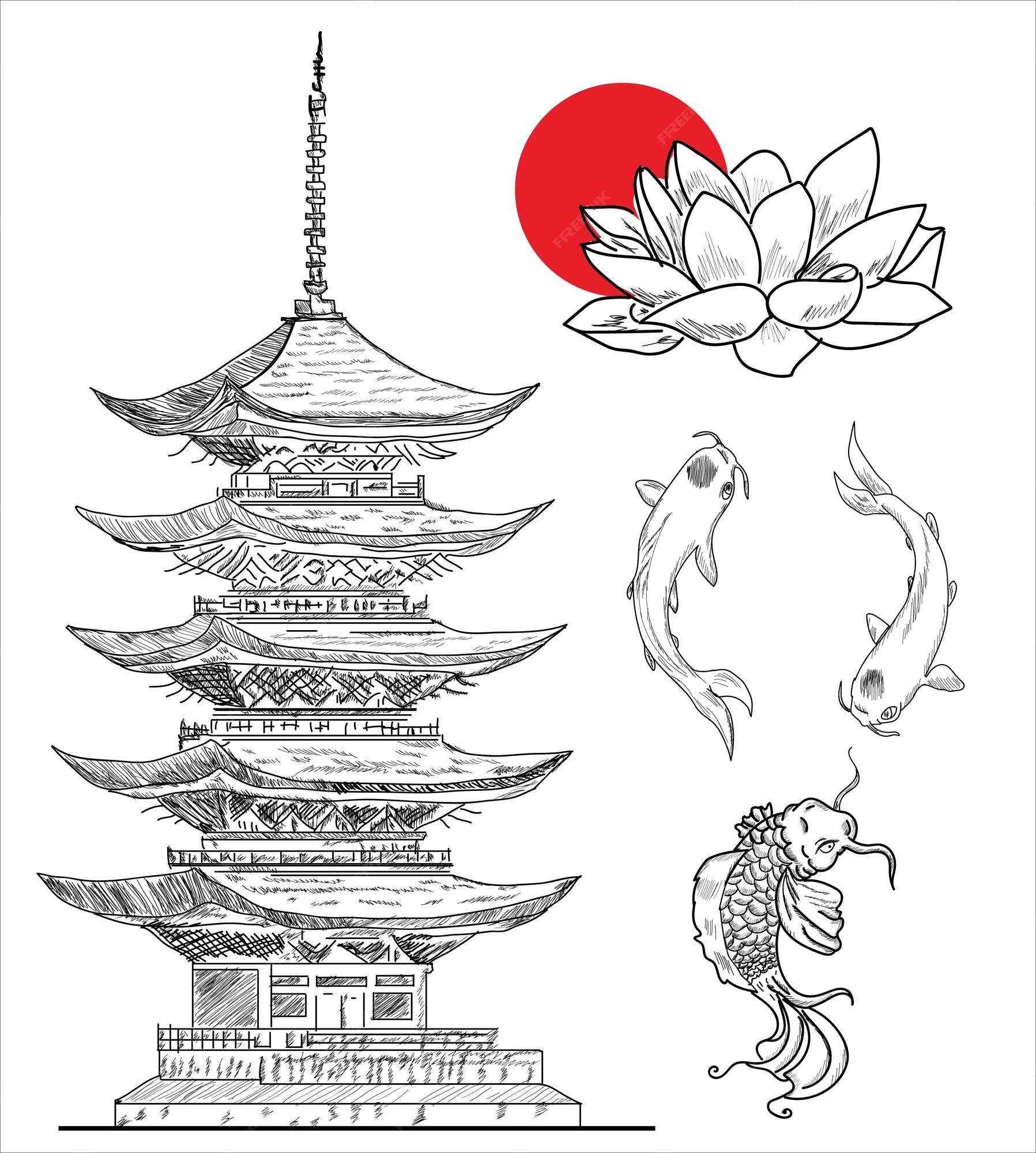 Fogo ou elemento de chama ornamento oriental chinesa tatuagem pinturas para  a parede • quadros redemoinho, labareda, quente