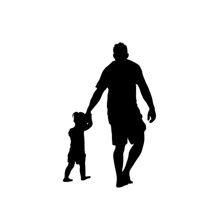 Vetor pai e filha caminhando juntos crianças vetor