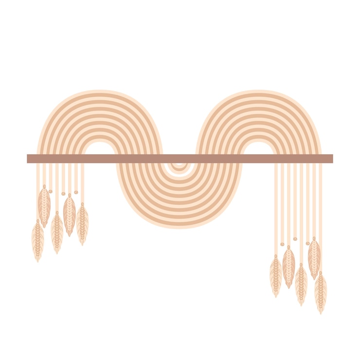 Vetor painéis de macrame em um estilo abstrato futurista boho feito à mão hobbies interesses decoração de design de interiores