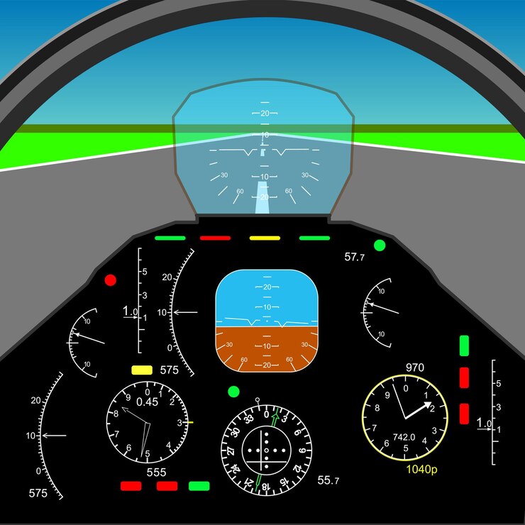 Vetor painel de controle em um cockpit de avião